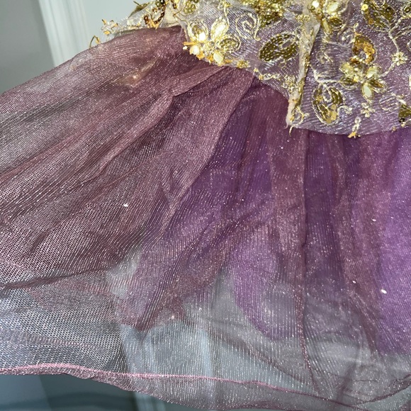 Weissman Dance Costume Purple Tulle and Gold Overlay Size MC - Picture 3 of 16